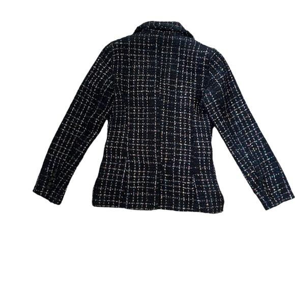 House of Harlow 1960 Double Breasted Metallic Tweed Pattern Blazer Navy Size XS - Picture 5 of 10